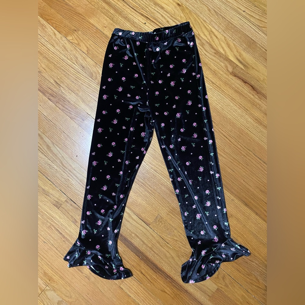 Asos rose print velvet pants